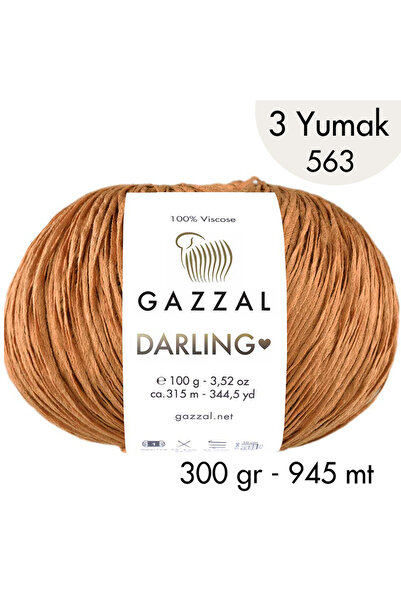Gazzal Darling 563 100% Viskon El Örgü İpliği, 3 Yumak, Resmi Satış Mağazası