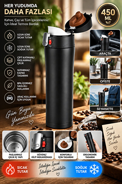 Tasarım Evi Double Layer Quality Steel 450 Ml Thermos Cup Mug Vehicle Coffee ...