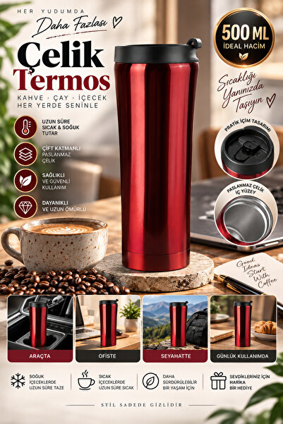 Tasarım Evi Double Layer Quality Steel 500 Ml Thermos Cup Mug Vehicle Coffee ...