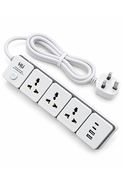HU HAPPY USER Extension Power Socket 3 Outlet + USB with 3M Cable – Multi Plu...