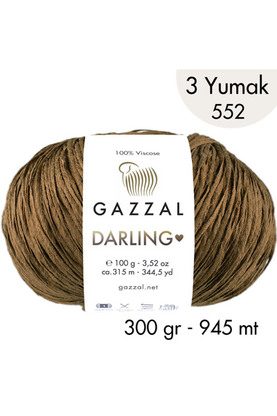 Gazzal Darling 552 100% Viskon El Örgü İpliği, 3 Yumak, Resmi Satış Mağazası