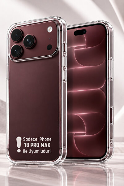 Evax [Lüx Şeffaf] iPhone 18 Pro Max Uyumlu Lüx Serisi Yumuşak Esnek Şeffaf Si...