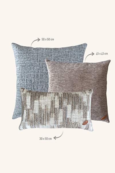 Maison Pactole 3-Piece Filled Throw Pillow Set Brown Blue Beige