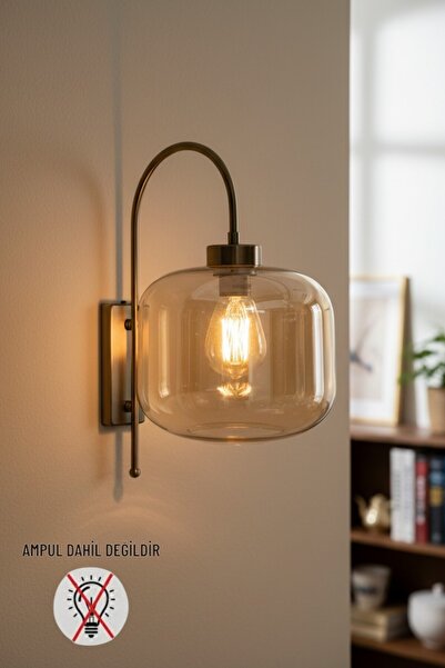 Bamyum Maple Bal Cam Aplik Duvar Lambası Modern Otel Cafe Vintage Salon Yatak...