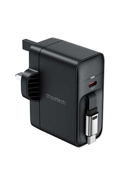 CHOETECH NexGen GaN Wall Charger 40W, with Retractable USB-C Cable, Compact Fast Charger PD6095
