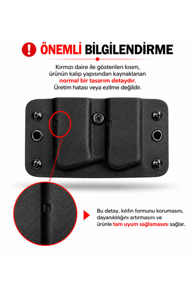 Taktikal Aksesuar Kydex 9mm Çiftli Şarjörlük Siyah