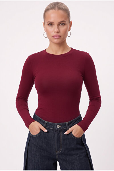 Ritnice Women's Lux Touch Soft Texture Burgundy Blouse