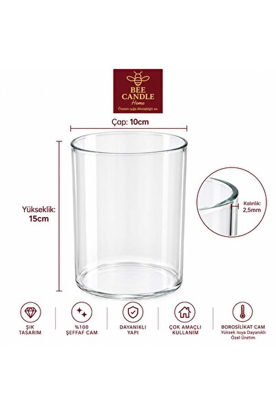 BeeCandleHome Masaüstü Bioethanol Şömine Yedek Camı I Isıya Dayanıklı Özel Ür...