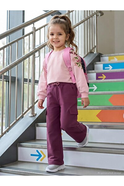 Civil Girls Civil Kız Çocuk Kargo Cepli Pantolon | Gabardin | Okul Kreş ve Gü...