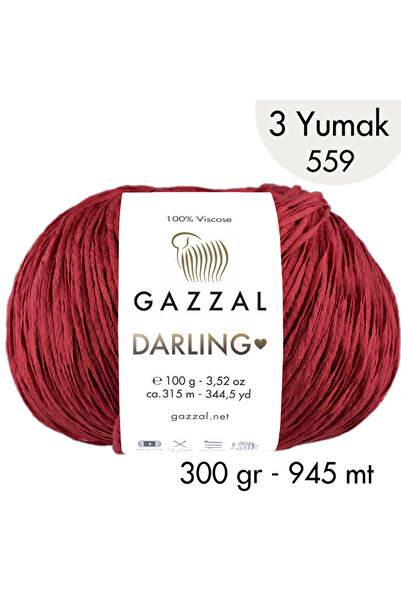 Gazzal Darling 559 100% Viskon El Örgü İpliği, 3 Yumak, Resmi Satış Mağazası