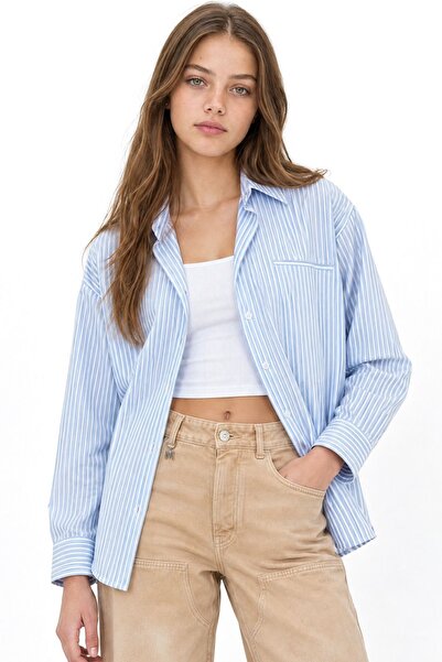 Hiccup Mixray Women's Oversize Striped Shirt