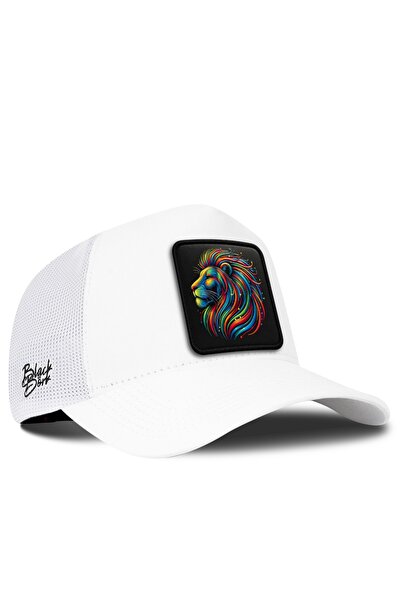 BlackBörk V1 Trucker Lion - Unisex White Hat with 7sb Code Logo (CAP)