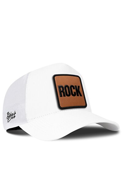 BlackBörk White Trucker Hat with Rock Logo