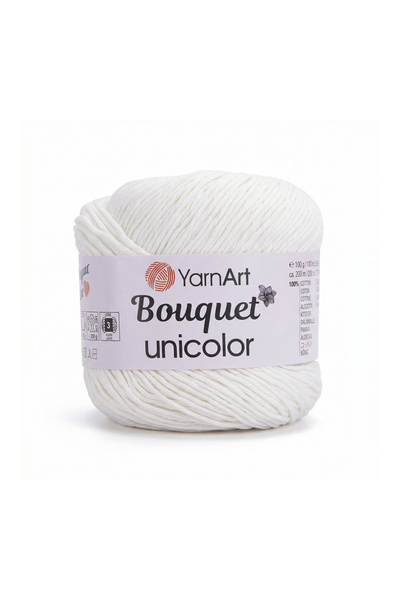 Yarnart BOUQUET UNICOLOR - حبل محبوك يدويًا أبيض-3201