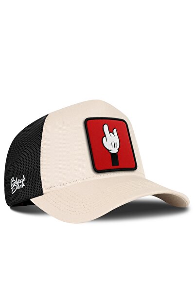 BlackBörk V1 Trucker Finger - 1ks Code Logo Unisex Beige-black Hat (CAP)