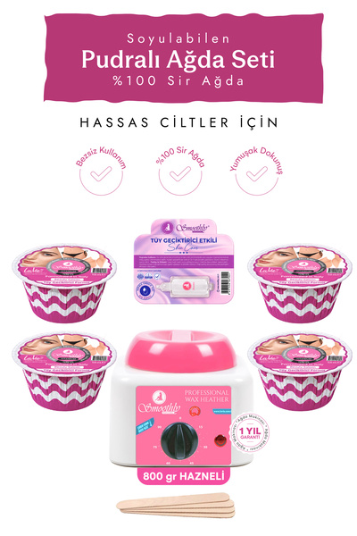 Smoothly Pudralı Soyulabilen Ağda 4 Adet + Ağda Makinesi + Tüy Losyon + Spatu...