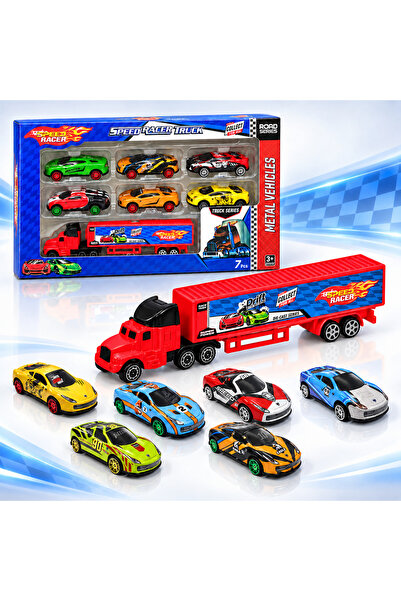 Toysan 7-Piece Mini Car Set with Metal Trucks – 1 Truck + 6 Metal Cars (1/64 ...