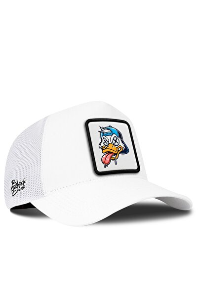 BlackBörk V1 Trucker Duck - Unisex White Hat (CAP) with 1bs Code Logo