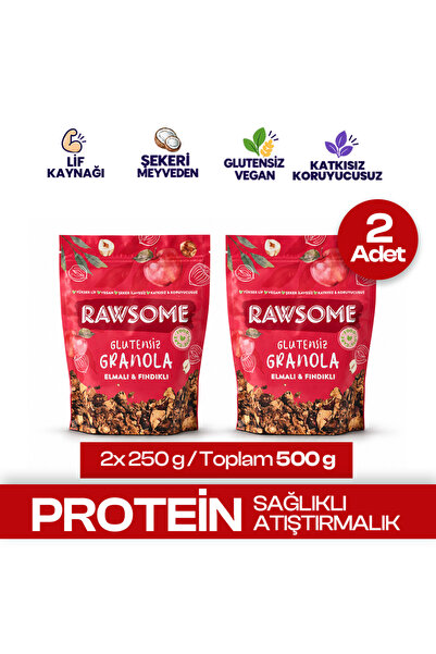 Rawsome 2'li Glutensiz Elmalı & Fındıklı Granola 2x250g