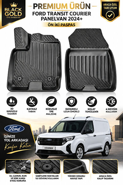 Black Gold Ford Transit Courier Panelvan 2024+ Uyumlu 3D TPE Oto Paspas – Ara...