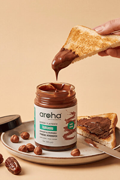 AROHA Kakao & Hurmalı Fındık Kreması %80 Fındık - Şeker Ilavesiz - 320 G