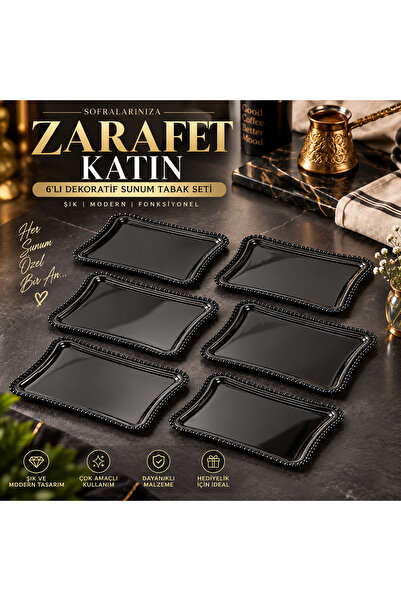 Tasarım Evi 6 قطع صينية تقديم القهوة المزخرفة صينية كريستال ميكا