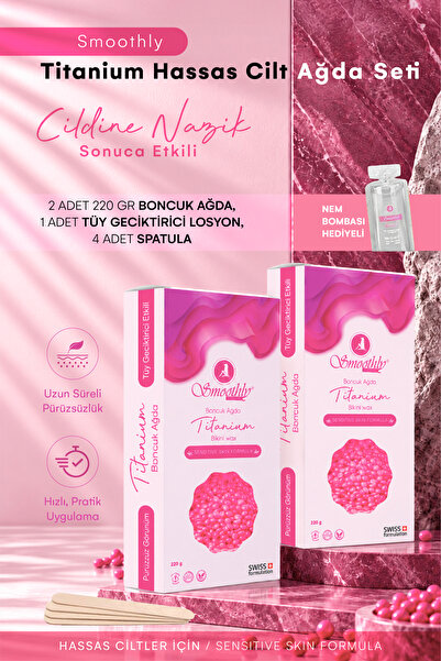 Smoothly Tıtanıum Pudralı soyulabilir boncuk ağda granür ağda 220 g x 2 paket...