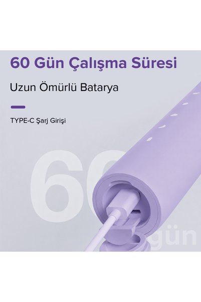 Steriball Elektrikli Diş Fırçası Lila - 5 Farklı Mod; Değiştirilebilir Fırça Başlığı; Type-c şarj