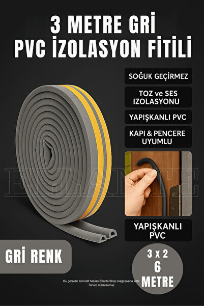 ellante Gri Kapı Ve Pencere Soğuk İzolasyon Bandı Fitili Kendinden Yapışkanlı...