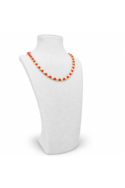 Sizu Accessory Kırmızı Boncuklu Altın Kaplama Kararmaz Kolye