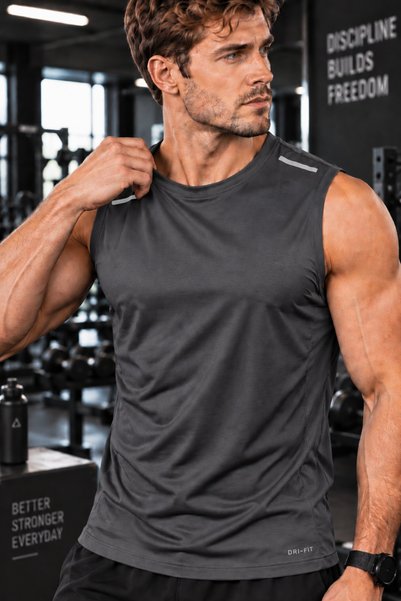 GENIUS STORE Men's Moisture Absorbing Quick Dry Athletic Technical Performance Athlete Zero Sleeve T-shirt DRIFIT-SIFIRKOL