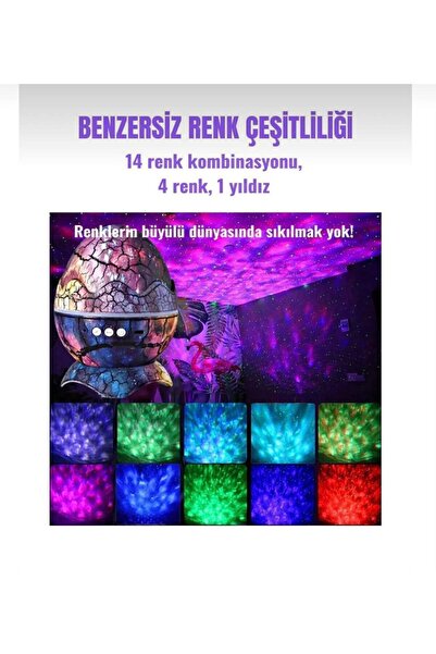 fortrek Dinozor Yumurtası Galaxy Projektör, Gökyüzü Projeksiyon Gece Lambası, USB Girişli Bluetooth Hoparlör