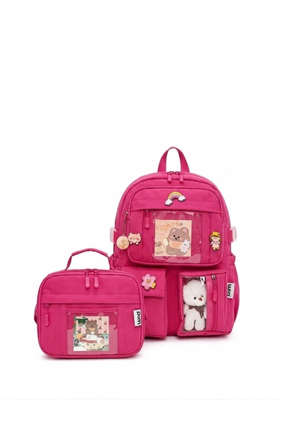 Wia Kawaii Kore Tarzı Ayıcıklı İlkokul ve Beslenme Çantası