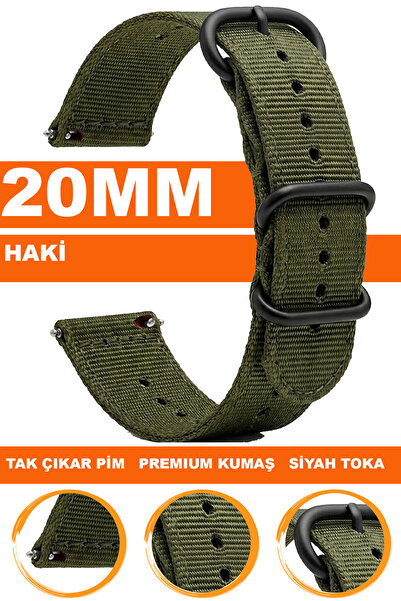 COBRA 20mm Saatlerle Uyumlu Premium Nato Kumaş Tekstil Saat Kordonu Kayışı F3...