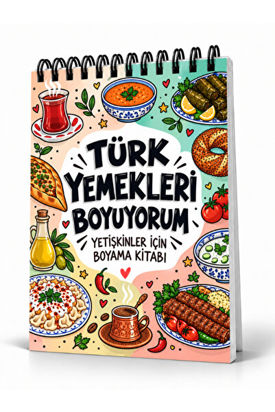 Pembe Yayınevi Mandala Boyama Kitabı - Yetişkinler İçin Boyama Sayfaları - Türk Yemekleri
