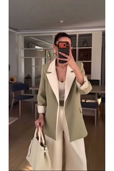 Genel Markalar Eyza Fashion Krem-Haki oversize Blazer ceket palazzo pantolon ...