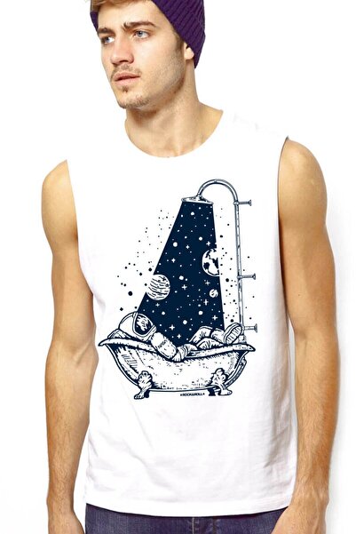 ROCKANDROLL Astro tuš beli izrezani rukav | Muška majica bez rukava T-shirt |...