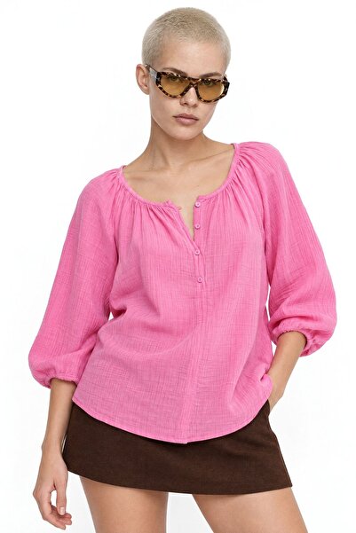 Hiccup Mixray Buttoned Muslin Blouse
