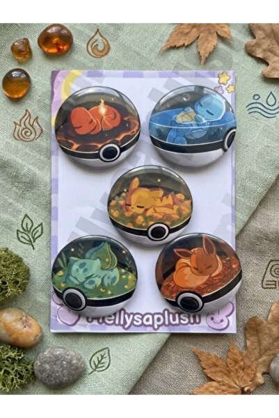 mellysaplush Pokemon Rozet Seti 5’li - 44mm