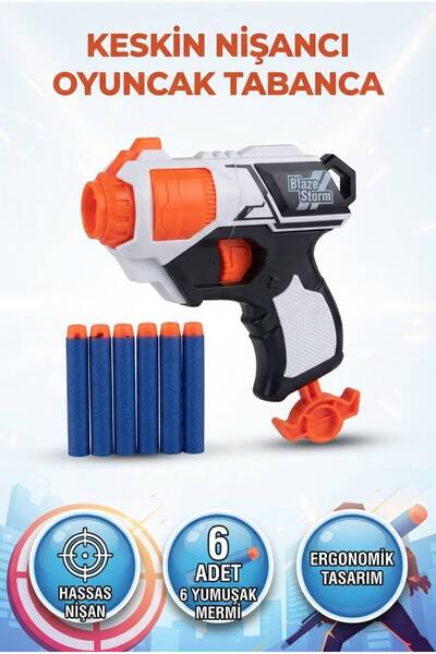 Tıfıl Toys Nişancı 6-Dart Fırlatıcı Soft Mermili Oyuncak Silah ve Blaze Storm...