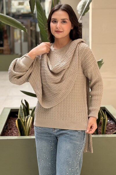 Mahal Crochet Knitwear Hair Braid Patterned Shawl Detailed Knitwear Blouse
