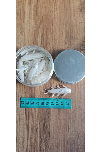 LION FISH 20 Adet Alabalık Somon Aromalı Kokulu Beyaz Simli Böcek Silikon Sah...