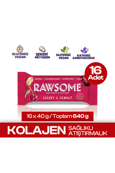 Rawsome Vişneli & Yer Fıstıklı Meyve Ve Yemiş Barı 40g X 16 Adet