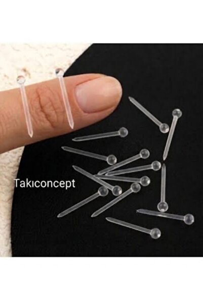 TakıConcept Görünmez Şeffaf Okul Küpesi 1 Çift Metal içermez Mr'da görünmez X...