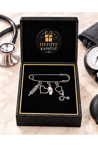 PULİNİN DÜKKANI Hemşire Doktor Temalı Charm Broş Seti – İğne Formlu Çoklu Fig...