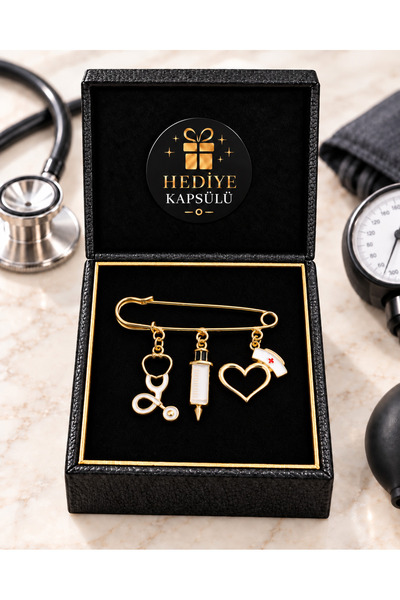 PULİNİN DÜKKANI Hemşire Doktor Temalı Charm Broş Seti – İğne Formlu Çoklu Fig...
