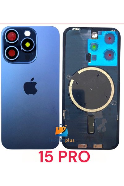 indirimplus iPhone 15 Pro Arka Kapak Pil Kapağı LACİVERT RENK +Demirli- Cam Ürün