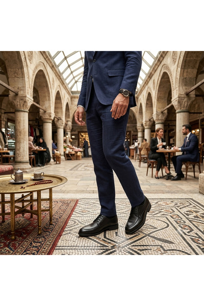 BAL ALTINÖKÇE AYAKKABICILIK Men's Black Lace-Up Classic Shoes with Heels