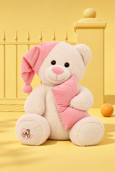 Pufu Toys Uyku Arkadaşım Yumuşak Yastık Peluş Ayıcık 65 Cm