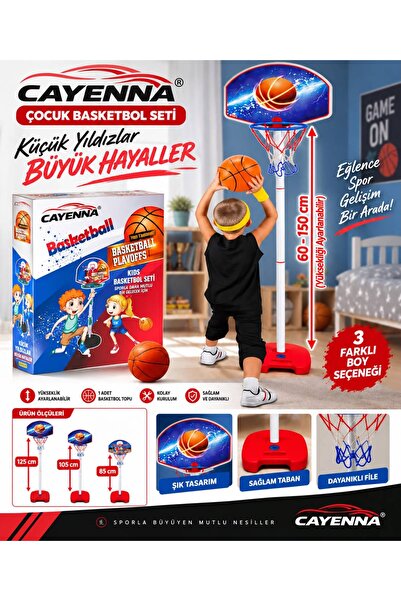 cayenna Çocuk Basketbol Potası Yükseklik Ayarlanabilir Kutulu Ayaklı Basket E...